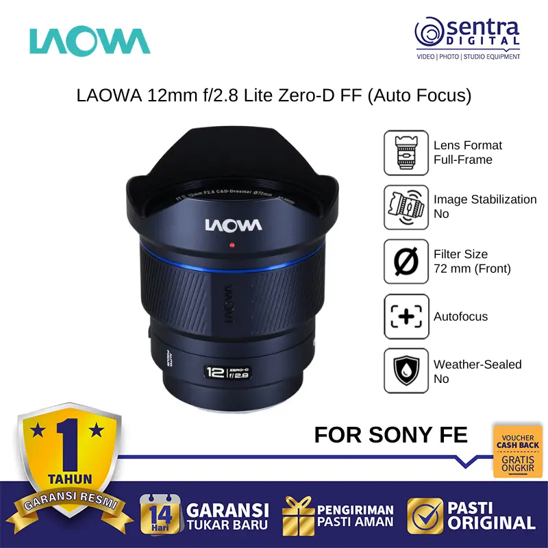 Laowa 12mm f/2.8 Lite Zero-D FF Autofocus Lens for Sony FE