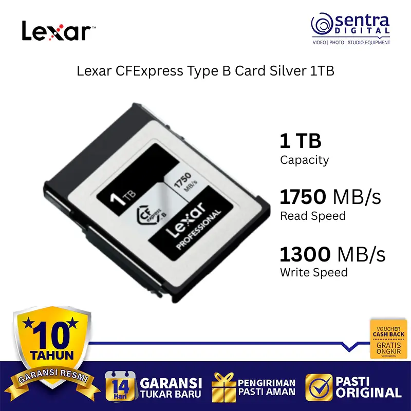 Lexar CFExpress Type B Card Silver 1TB Professional Camera Memory High Speed 1750MB/s 8K 4K Video