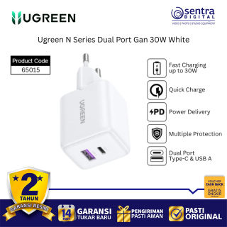 Ugreen N Series GaN 30W 65015 Dual Port USB C Fast Charger White Portable Power Adapter