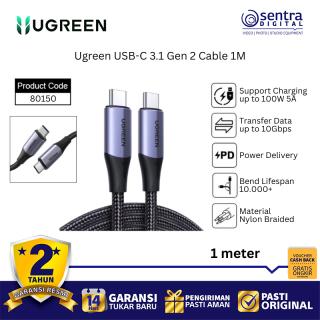 Ugreen USB-C 3.1 Gen 2 Cable 80150 1M SuperSpeed 10Gbps Data Transfer Power Delivery Sync