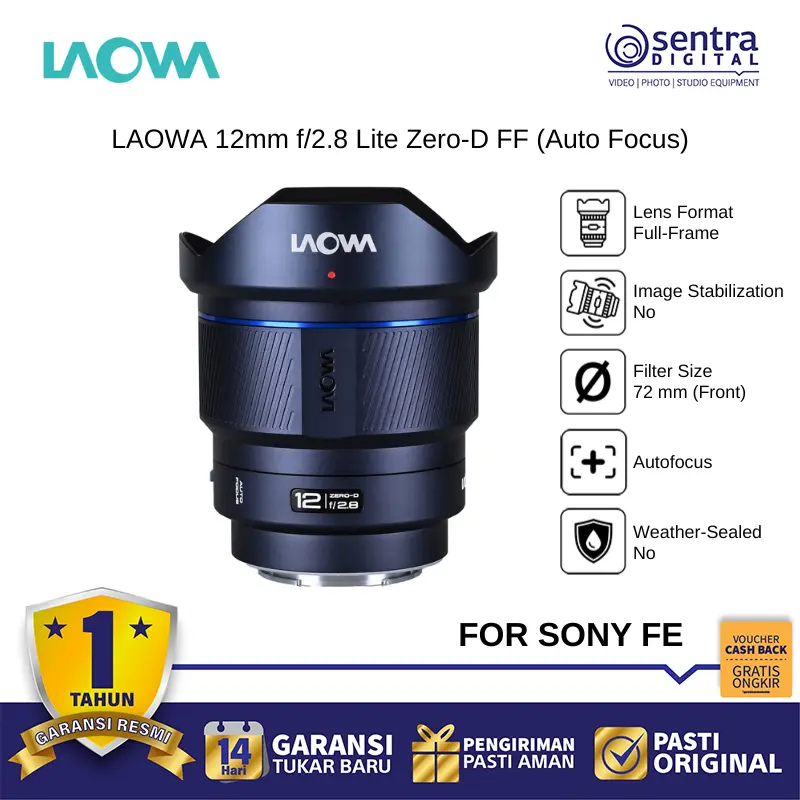 Laowa 12mm f/2.8 Lite Zero-D FF Autofocus Lens for Sony FE