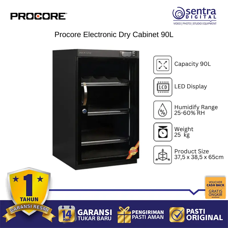 Procore 90 Liter Dry Cabinet Electronic Auto Dehumidifier Digital Camera Lens