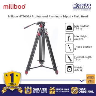 Miliboo MTT602A Heavy Duty Video Tripod Aluminum Fluid Head Professional for DSLR Mirrorless Camera