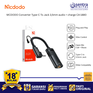 MCDODO Converter Type-C To Jack 3,5mm CA-1880 USB-C Audio Headphone Adapter Clear Sound