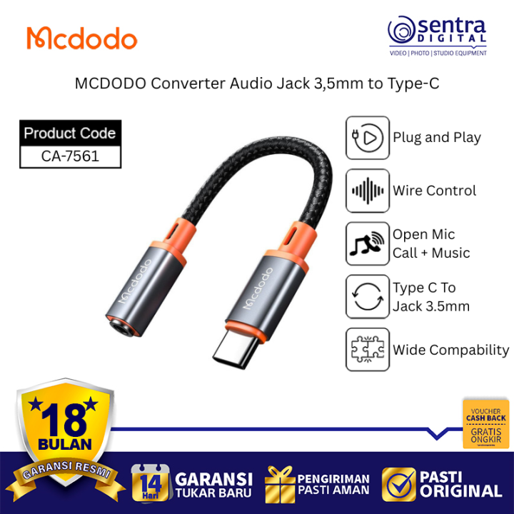 MCDODO CA-7561 USB-C Audio Adapter Connect 3.5mm Headphones to Type-C Phones/Tablets