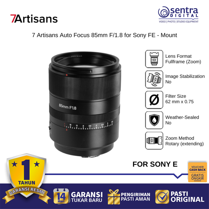 7 Artisans 85mm F/1.8 Lensa Auto Fokus for Sony FE - Mount
