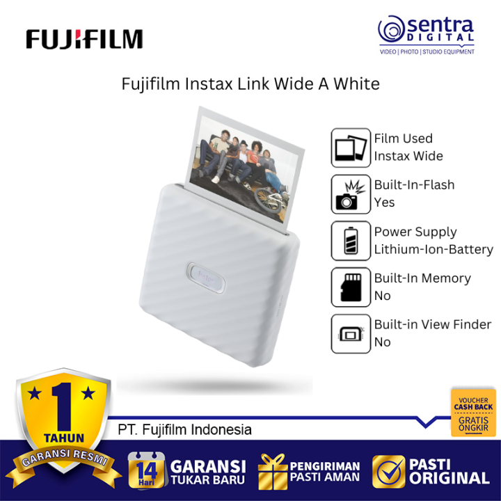 Fujifilm Instax Link Wide A White Wireless Photo Printer | Large Format | Portable | Bluetooth | iOS Android App
