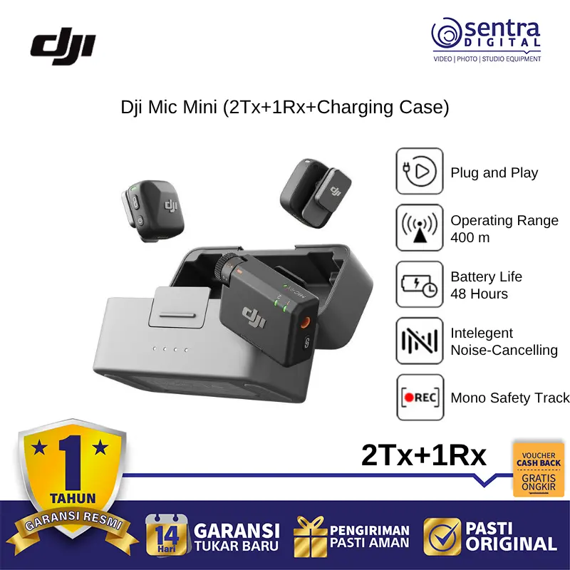 DJI Mic Mini Wireless Microphone System 2TX 1RX Clear Audio Recording Portable Compact Auto Pairing