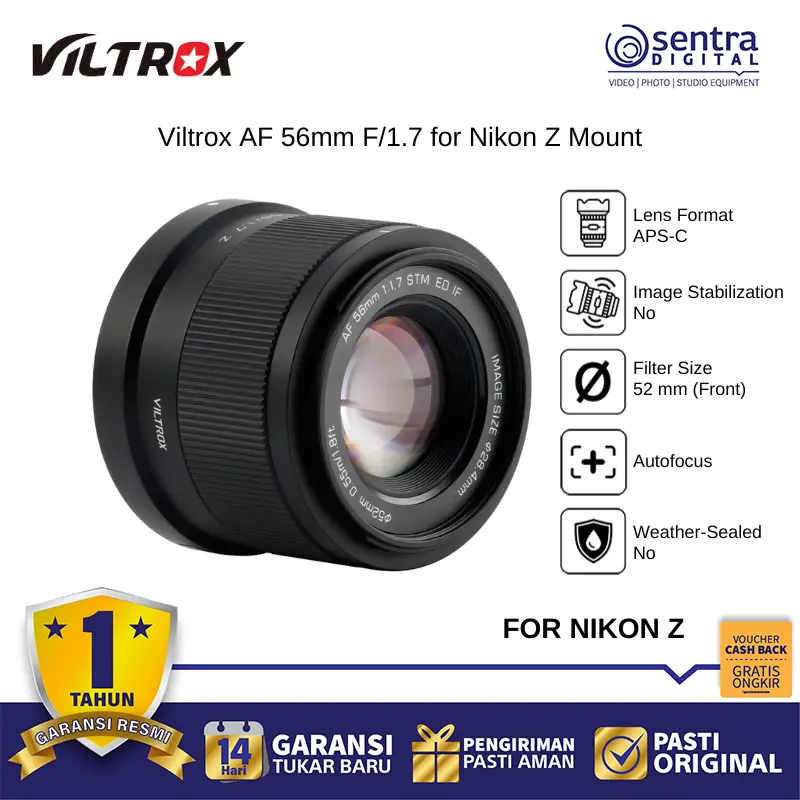 Viltrox AF 56mm F/1.7 for Nikon Z Mount Mirrorless Compact for Portrait Videography