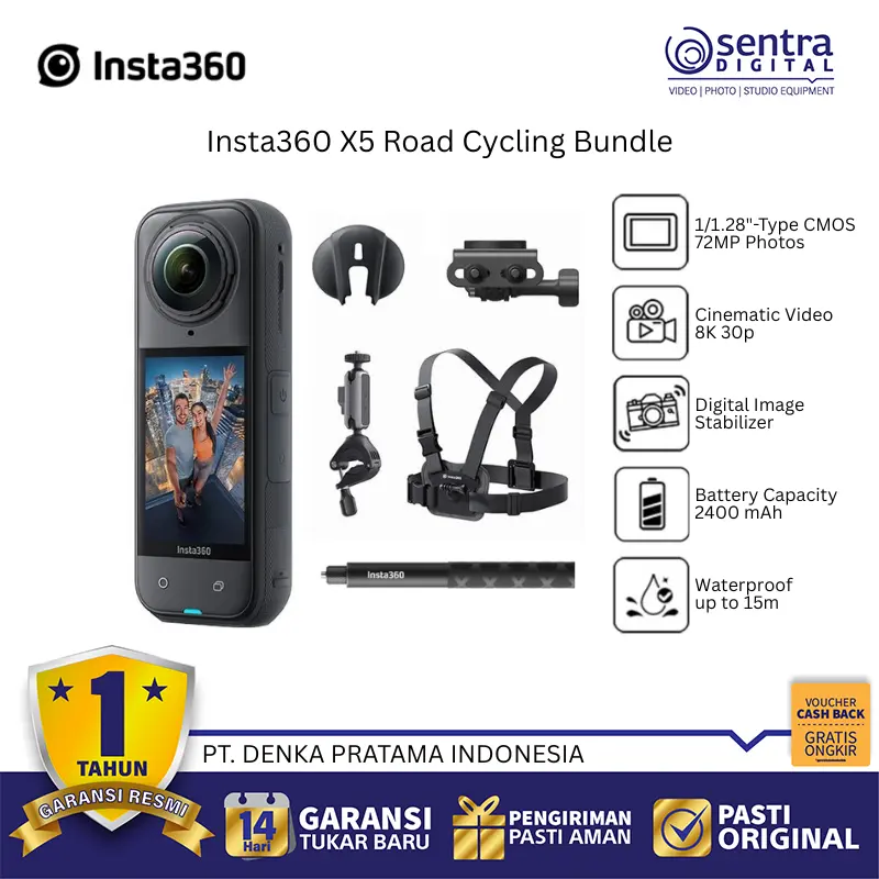 Insta360 X5 8K 360 Camera Bundle for Road Bikes FlowState Stabilization Complete Road Cycling Accessories