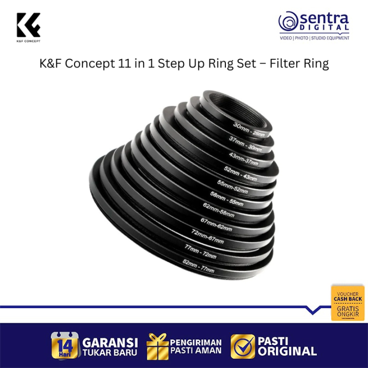 K&F Concept 11 in 1 Step Up Filter Ring Set for Universal Camera
