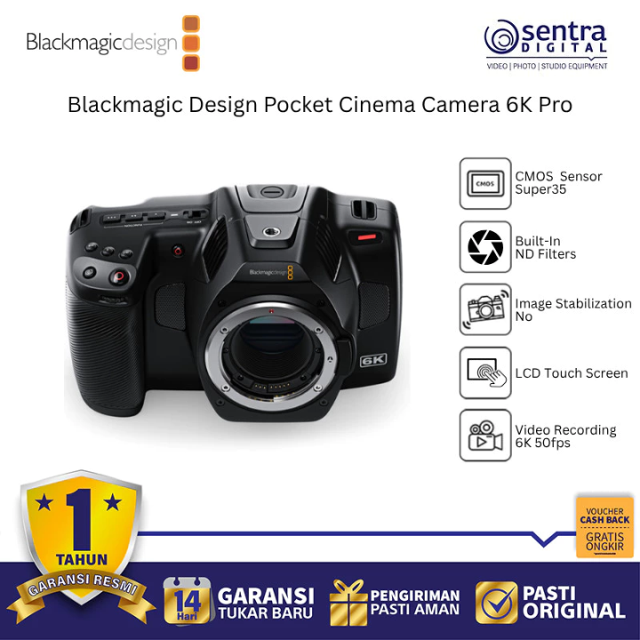 Blackmagic Design Pocket Cinema Camera 6K Pro Body EF Mount Professional Video Shooting