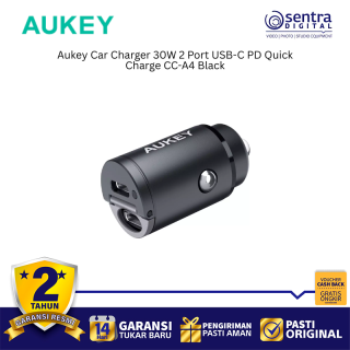 Aukey Car Charger 30W 2 Port USB-C PD Quick Charge CC-A4 Black
