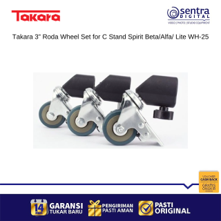 Takara WH-25 3'' Wheel Set for C-Stand Video Production Caster Wheels Sturdy Construction Brake Lock