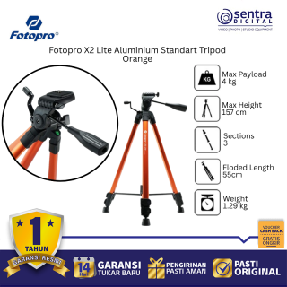 Fotopro X2 Lite Aluminium Standart Tripod Orange