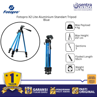 Fotopro X2 Lite Aluminium Standart Tripod Blue