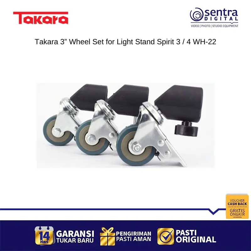 Takara WH-22 Wheel Set 3 Inch Light Stand Tripod Caster Stabilizer for Spirit 3 / 4 Studio Accessories