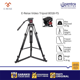 E-Reise Video Tripod 8018-FS Professional Aluminum Fluid Head Durable for DSLR Mirrorless Vlog
