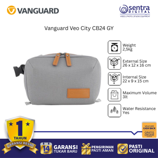 Vanguard VEO City CB24 GY Side Sling Camera Bag Quick Access Water Repellent Anti Theft Grey