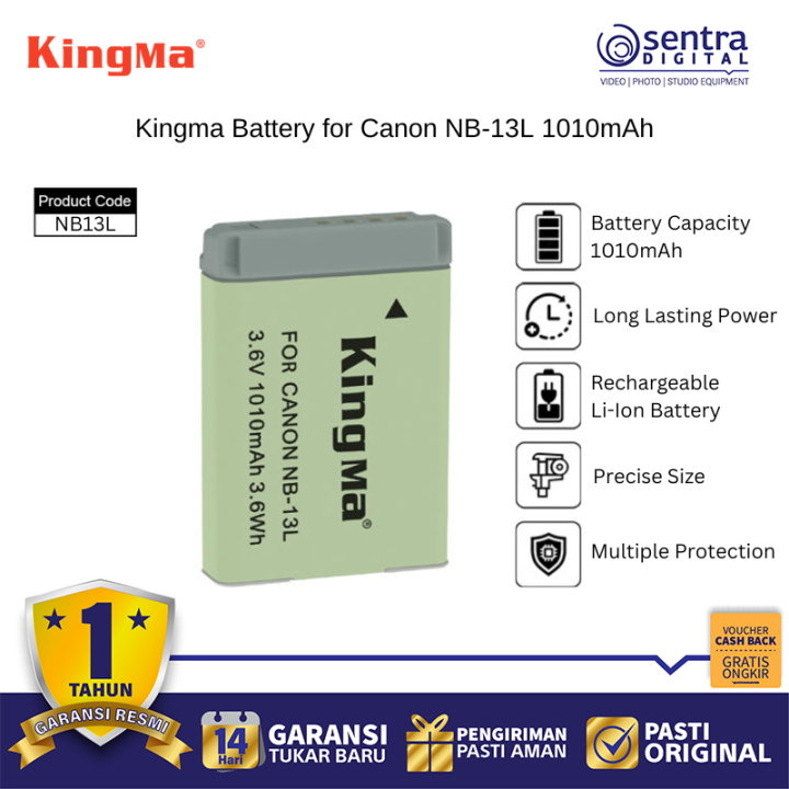 Kingma NB-13L 1010mAh Battery Canon Rechargeable Battery for Camera