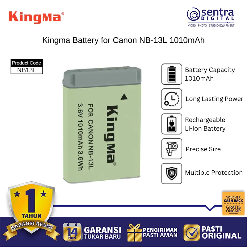 Kingma NB-13L 1010mAh Battery Canon Rechargeable Battery for Camera