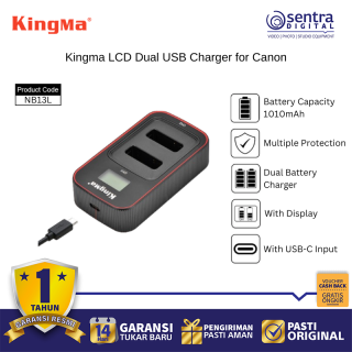 Kingma BM058-NB13L LCD Dual USB Charger for Canon NB13L Portable Universal