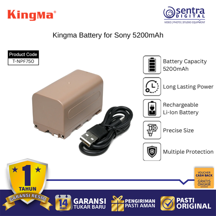 Kingma T-NPF750 5200mAh Battery for Sony NPF Series Camcorders & LED Panel Lights