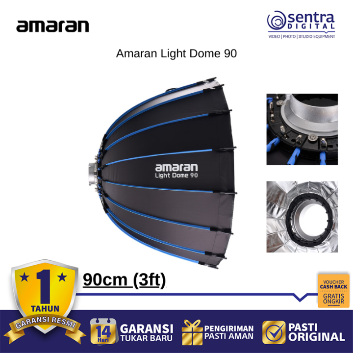 Amaran Light Dome 90 Softbox Bowens Mount Studio Light Modifier Fast Setup with Grid