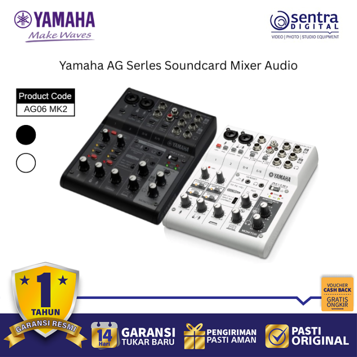 Yamaha AG06 MK2 6 Input USB Audio Mixer Soundcard Streaming Console Phantom Power & DSP Effects