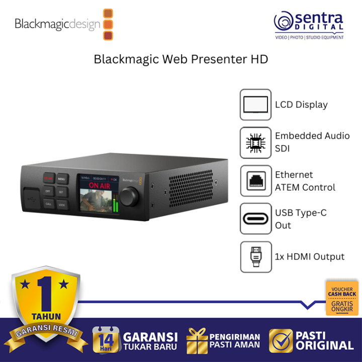 Blackmagic Web Presenter HD Live Stream HDMI Video Encoder Broadcast USB C Webcam Conferencing