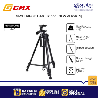 GMX L-140 Universal Camera Tripod with Bluetooth Remote Phone Holder Accessories for Vlogger YouTuber