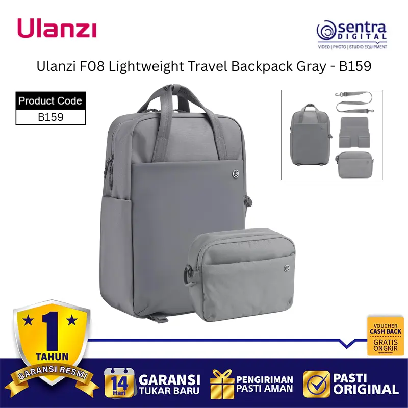 Ulanzi F08 Lightweight Travel Backpack Gray - B159