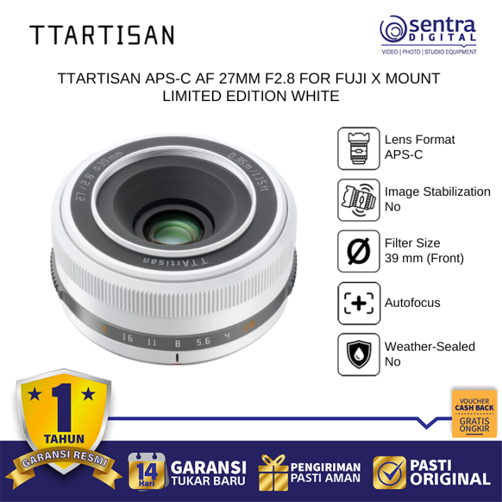 TTArtisan APS-C 27MM F2.8 Autofocus for Fujifilm X Mount Limited Edition White