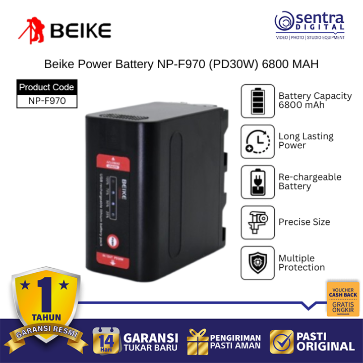Beike NP-F970 USB-C PD 30W 6800mAh Battery Sony NPF970 Fast Charging & Output Power Battery
