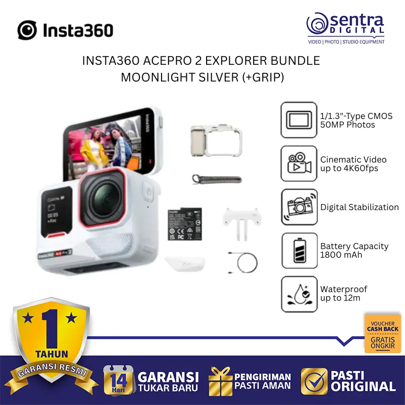 Insta360 Acepro 2 Explorer Bundle Grip - Moonlight Silver
