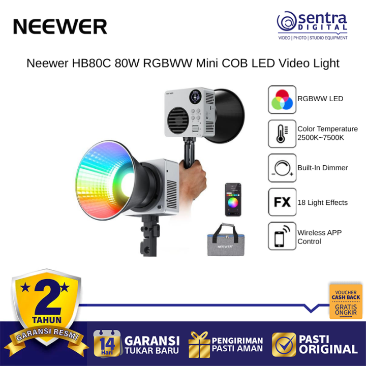 Neewer HB80C 80W Mini COB LED Video Light RGBWW Bowens Mount Compact & Powerful