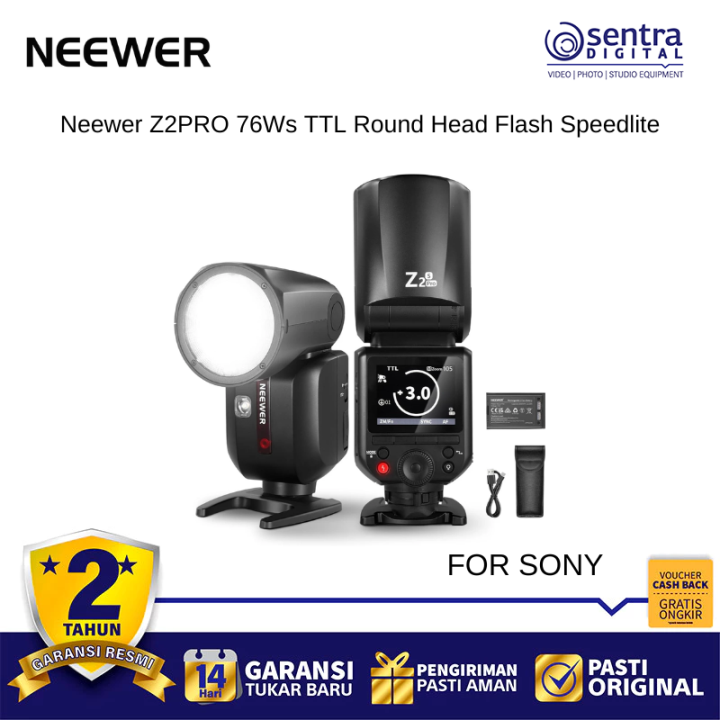 Neewer Z2PRO TTL HSS Speedlite 76Ws Round Head Flash Camera Compatible for Sony