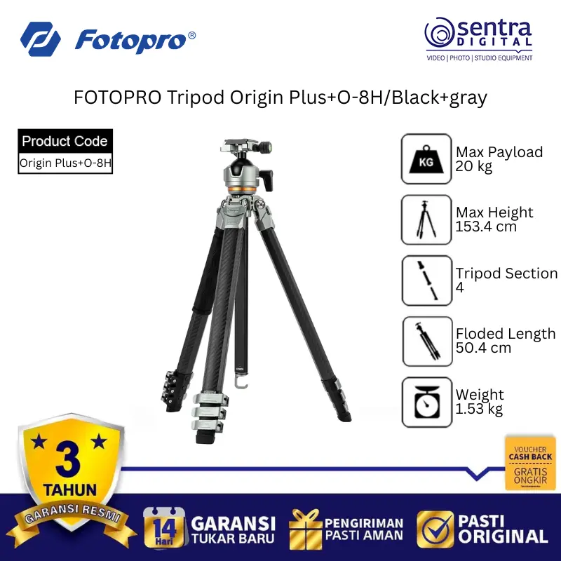 Fotopro Tripod Origin Plus -O-8H/ Black-Gray