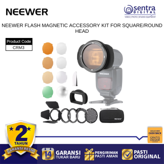 Neewer CRM3 Square Flash Head Adapter & Magnetic Round Head Accessory Kit