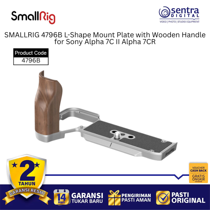 SMALLRIG 4796B L-Shape Mount Plate with Wooden Handle for Sony Alpha 7C II Alpha 7CR