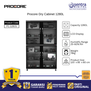 PROCORE PC-1280S Dry Cabinet 1280 Liter Penyimpanan Kamera Digital LED Display Automatic Humidity Control Safety Lock