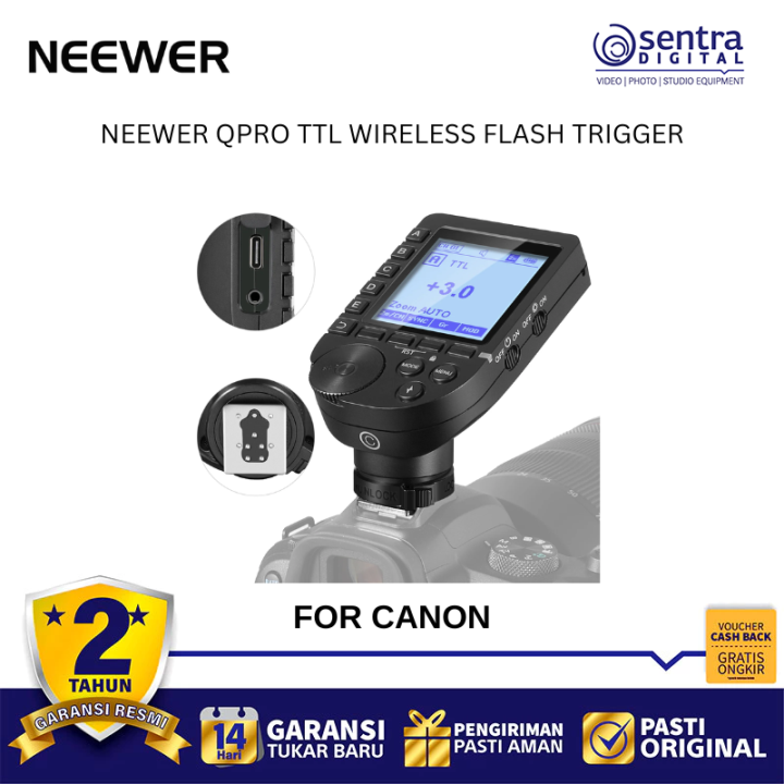 NEEWER QPRO TTL Wireless Trigger Transmitter Flash Speedlite HSS with Clear LCD Screen Canon