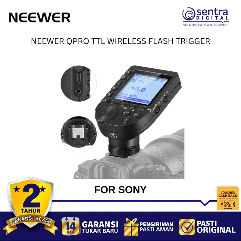 NEEWER QPRO TTL HSS Wireless Trigger Transmitter High Speed Sync Studio Flash Godox Compatible for Sony