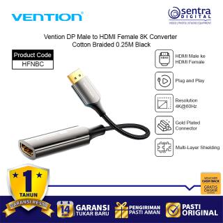 Vention Cotton Braided DP Male to HDMI Female 8K Converter 0.25M Black Zinc Alloy Type HFNBC