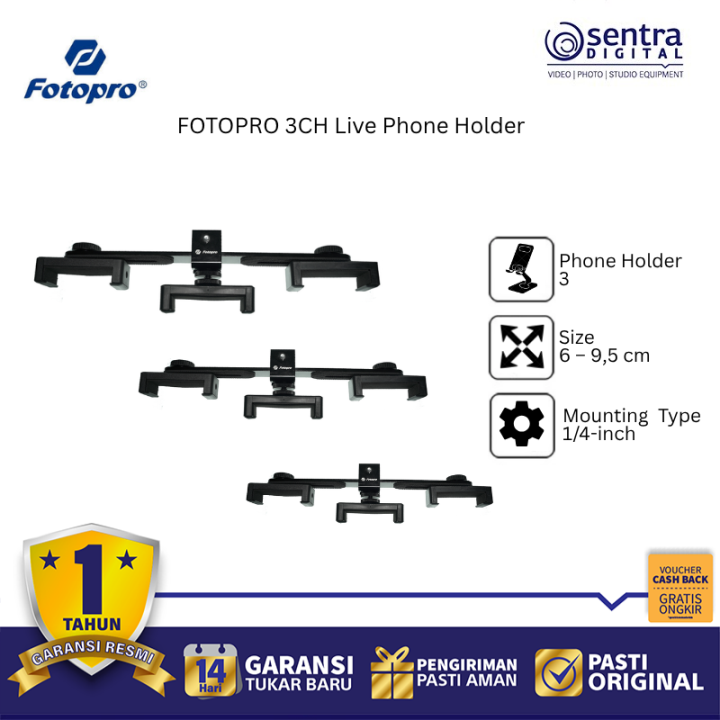 Fotopro 3CH Live Phone Holder - Black