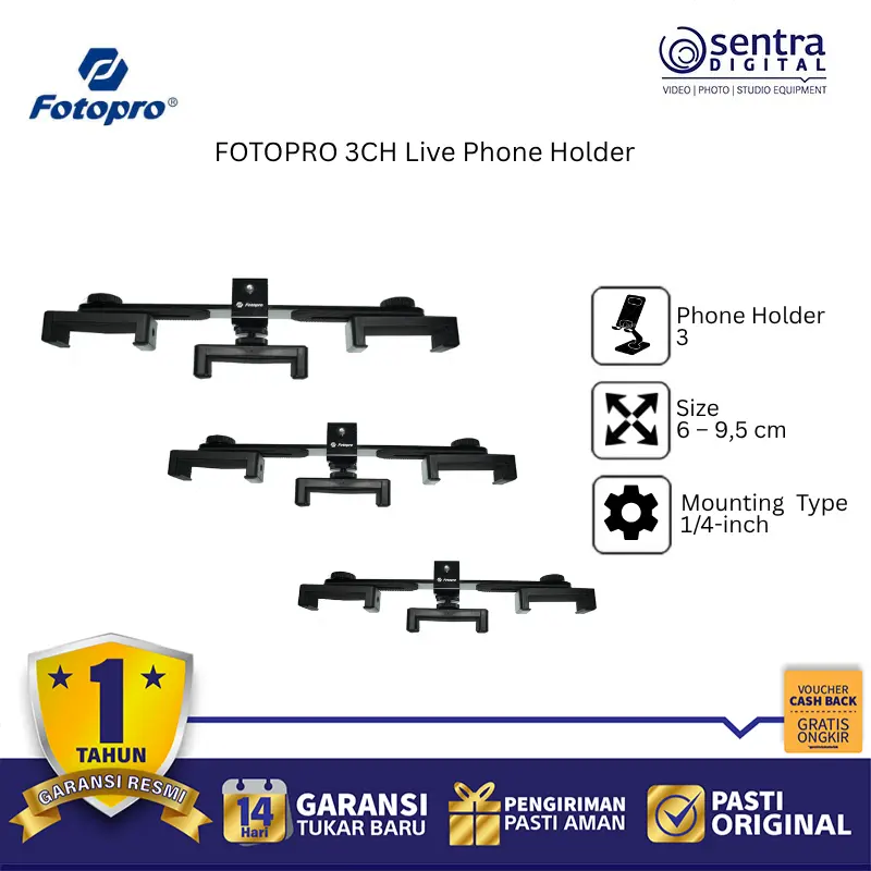 Fotopro 3CH Live Phone Holder - Black