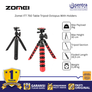 Zomei ITT 750 Table Tripod Octopus With Holders Black/Red