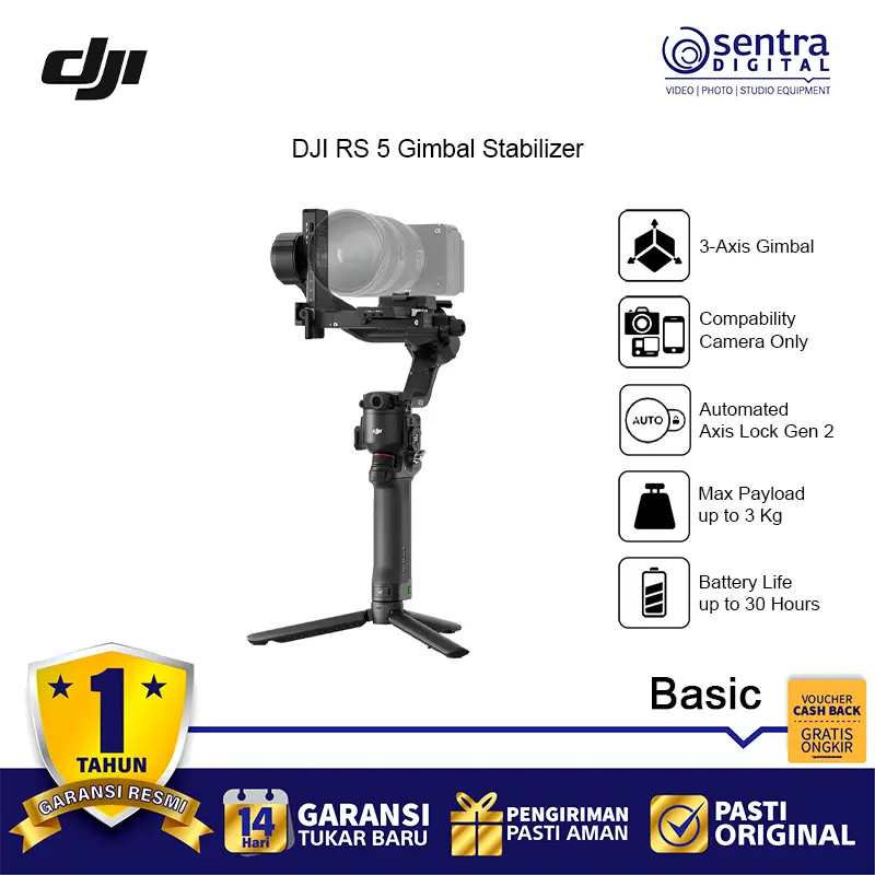 DJI RS 5 3-Axis Gimbal Stabilizer for Camera Mirrorless - Basic