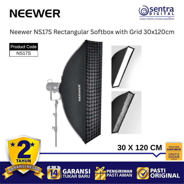 Neewer NS17S Rectangular Nylon Alloy Quick Release Softbox with Grid 30x120cm