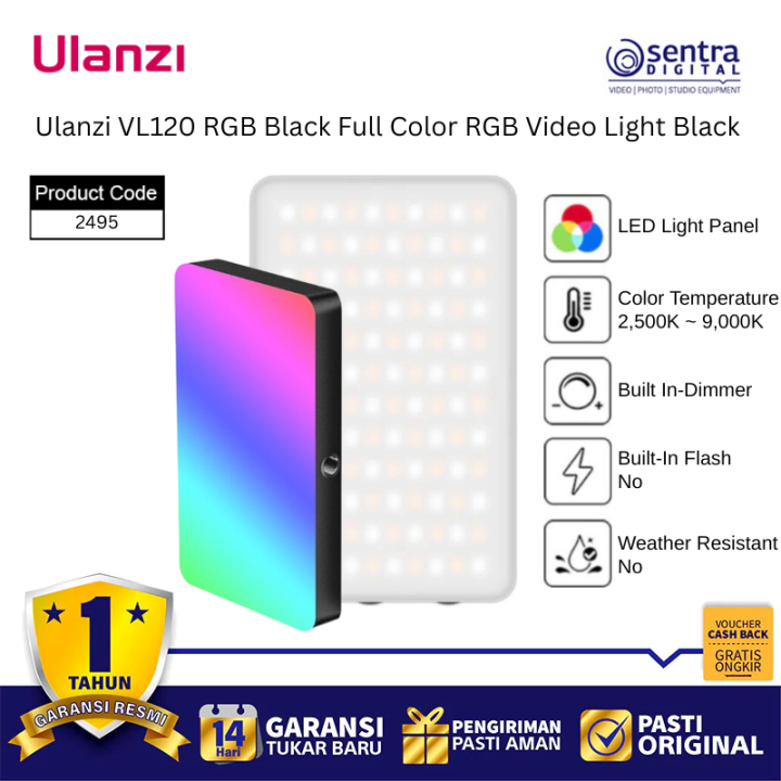 Ulanzi VL120 RGB Black Full Color RGB Video Light Black - 2495